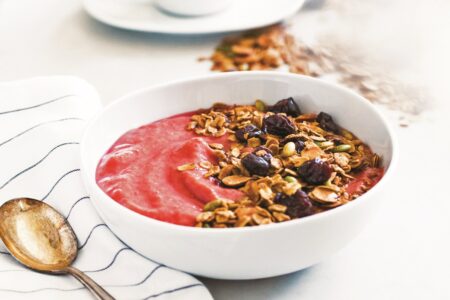 Dairy-Free Tart Cherry Smoothie Bowls with Healthy Cherry Granola Recipe (vegan, gluten-free)