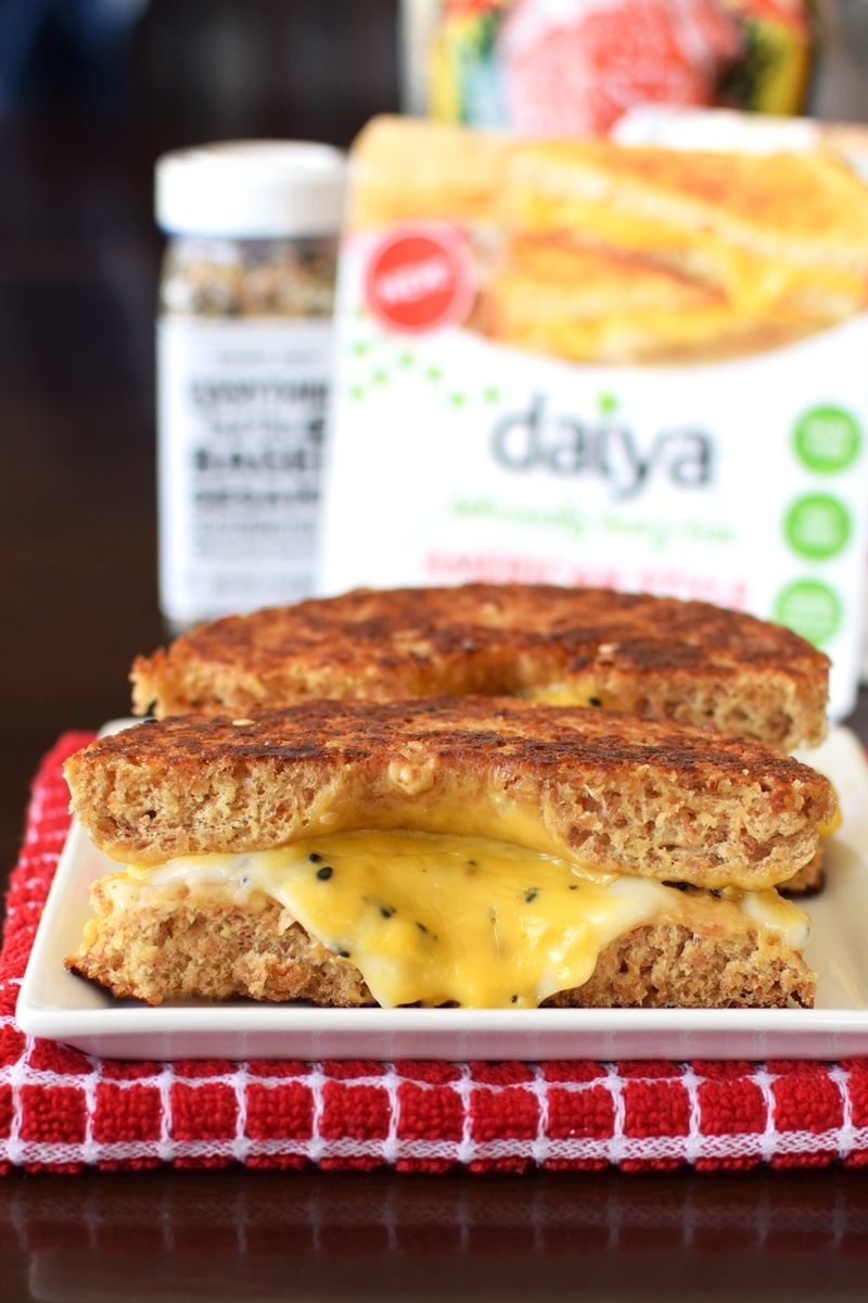 Inside Out Everything Grilled Cheese Bagel - easy dairy-free and vegan recipe! 