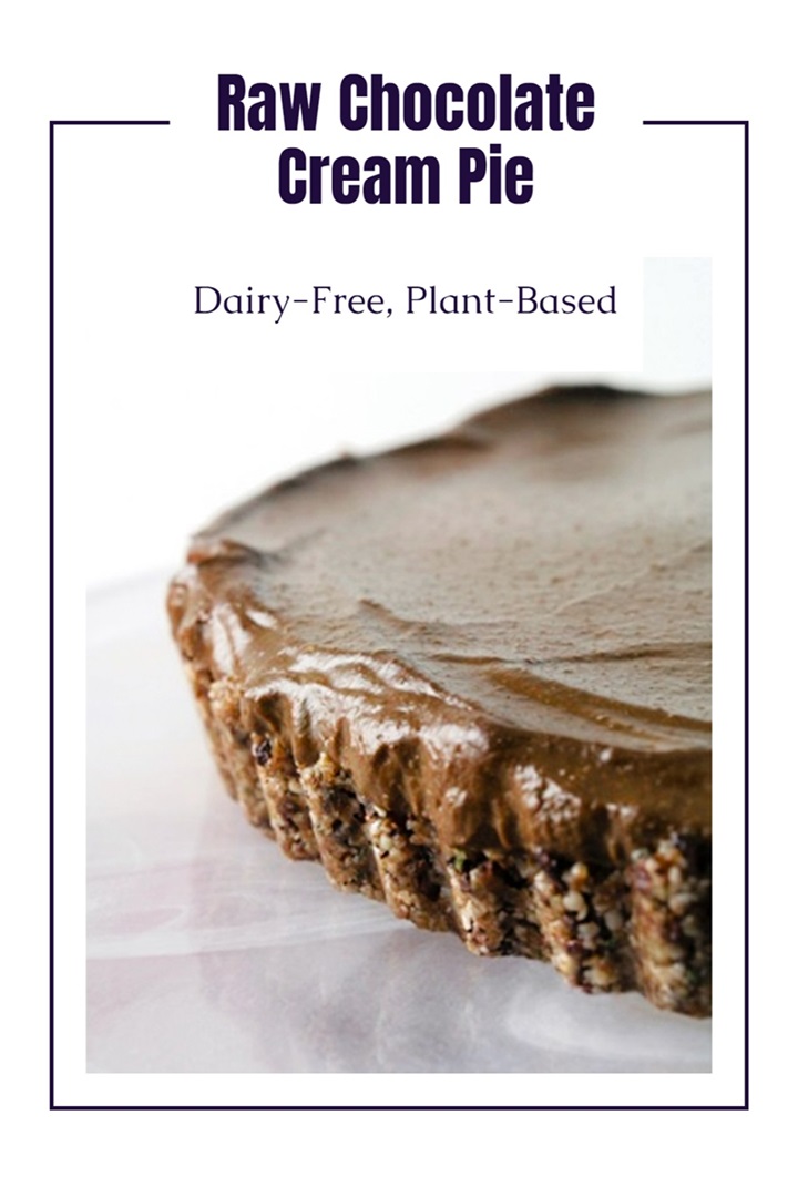Raw Vegan Chocolate Cream Pie Recipe made with Healthy Superfoods - dairy-free, gluten-free, soy-free.