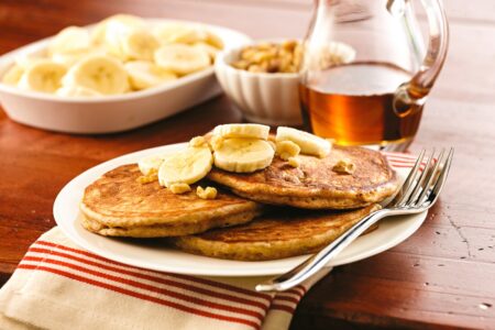 Maple Banana Bread Pancakes