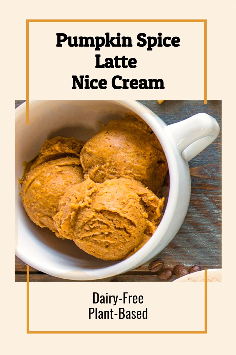 Pumpkin Spice Latte Ice Cream Recipe - this dairy-free and plant-based "nice cream" is easy to make, healthy, and breakfast worthy! Also paleo-friendly, with nut-free option.