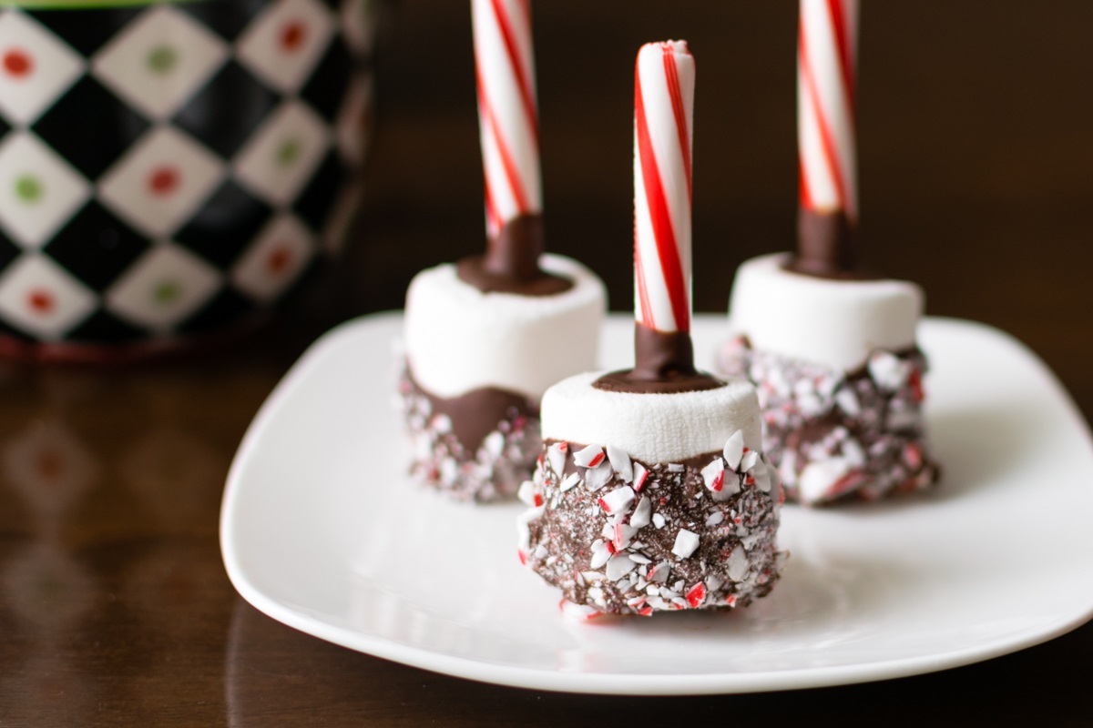 Chocolate Marshmallow Peppermint Sticks Recipe - easy, fun, dairy-free, and optionally vegan (great in hot cocoa!)