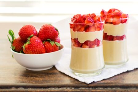 Dairy-Free Strawberry Cheesecake Parfaits Recipe - healthy, creamy, indulgent, gluten-free, vegan, and easy!