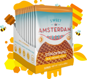 Sweet Amsterdam Stroopwafels Reviews and Info - Dairy-Free, Gluten-Free. Pictured: Real Organic Honey