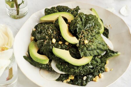 Miso Kale Caesar Salad Recipe - a light, healthy plant-based meal with protein options. Dairy-free, gluten-free, and darn close to paleo