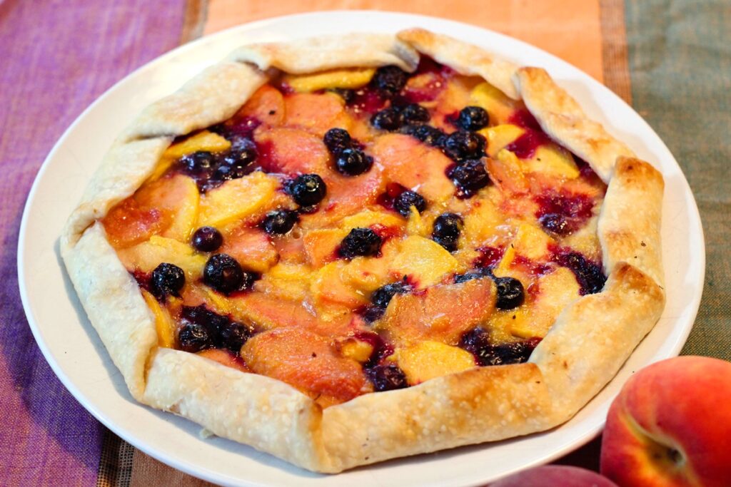 Blueberry Peach Crostata Recipe - a deliciously dairy-free and vegan rustic free form tart (just 5 ingredients!)