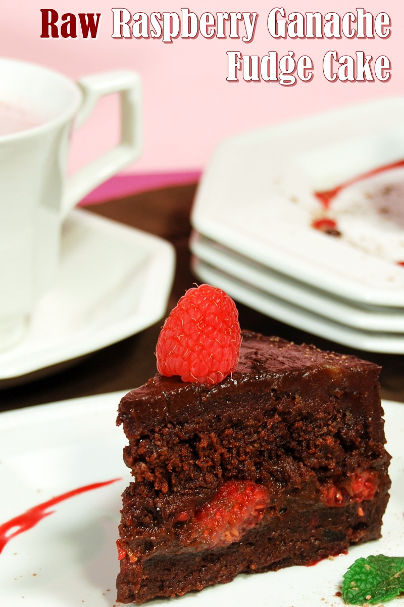 Raw Raspberry Ganache Fudge Cake - a healthy, rich, indulgent vegan & grain-free treat!