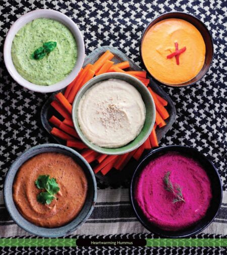 Oil-Free Hummus Recipe with Five Plant-Based Varieties, including Cheesy, Goddess, Black Bean, Beet, and Lime