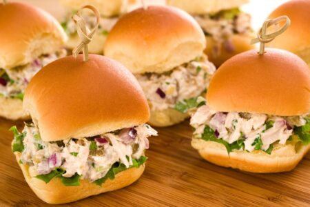 Tasty Tuna Sliders Recipe with Green Chiles, Cilantro and Celery - so easy, dairy-free, and optionally allergy-friendly. Even includes a vegan option!