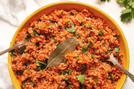 One-Pot Jollof Rice Recipe - naturally plant-based, gluten-free, dairy-free, and top food allergy-friendly.