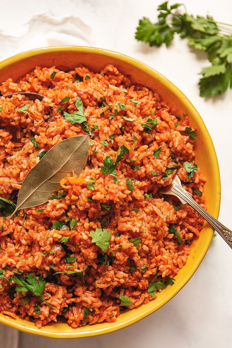 One-Pot Jollof Rice Recipe - naturally plant-based, gluten-free, dairy-free, and top food allergy-friendly. 