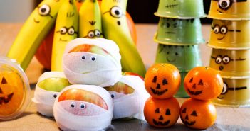 7 Healthy Fruit Halloween Snacks You Can Pack (Crafty with Kids!) - All vegan, gluten-free, and top food allergy-friendly. Nutritious, fun Halloween Project with Kids