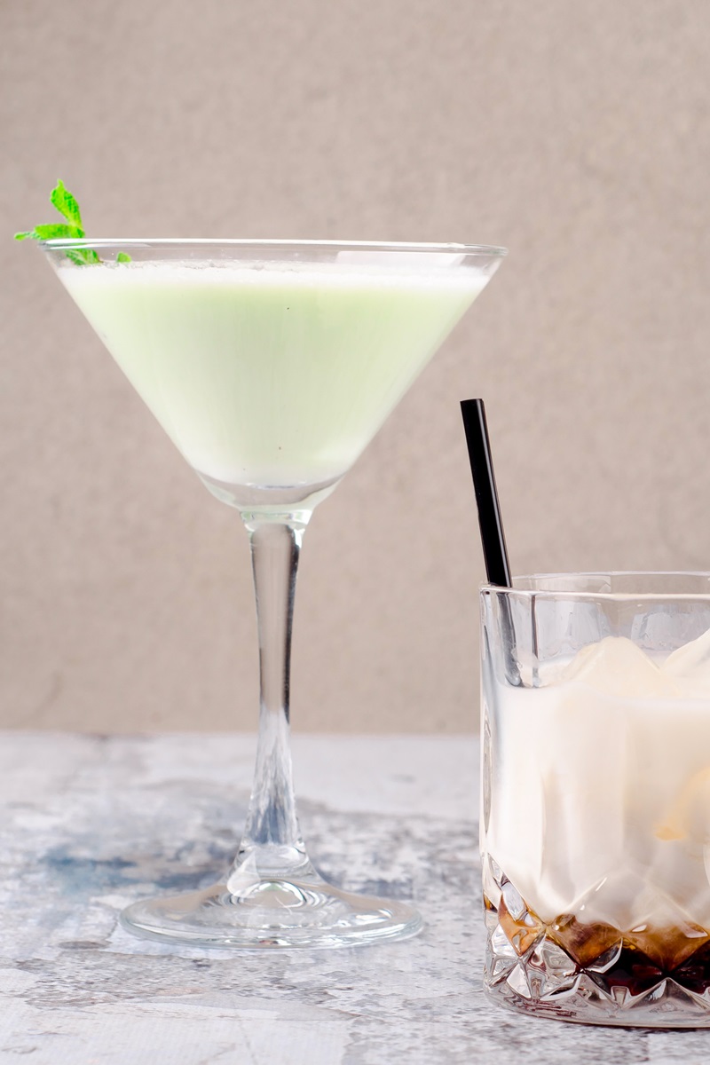Creamy Dairy-Free Grasshopper Cocktail Recipe with Minty Mocha Option (also vegan, gluten-free, and allergy-friendly)