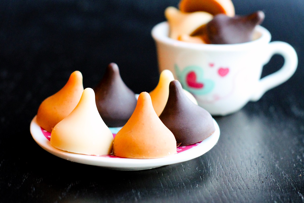 Homemade Dairy-Free Chocolate Kisses Recipe - Shown in semi-sweet chocolate, peanut butter, and white chocolate! Vegan, gluten-free and optionally allergy-friendly too!