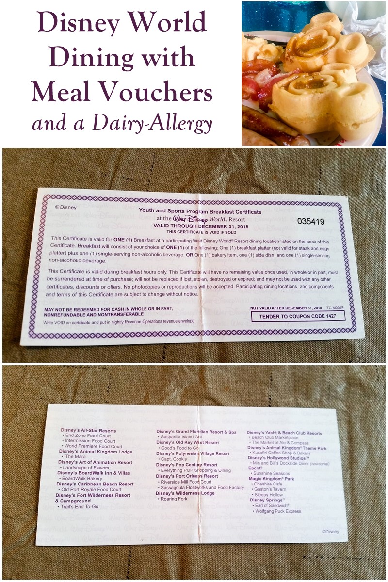 How to Eat Dairy-Free at Disney World with Meal Vouchers (helpful tips for other food allergies too!)