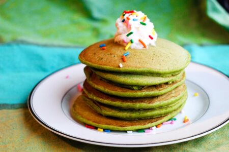 Naturally Green Pancakes Recipe - Great for St Patrick's Day, Christmas, or any Pancake-worthy Day! Dairy-free, nut-free, soy-free and plant-based with egg-free and vegan option.