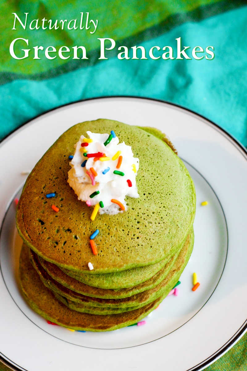 Naturally Green Pancakes Recipe - Great for St Patrick's Day, Christmas, or any Pancake-worthy Day! Dairy-free, nut-free, soy-free and plant-based with egg-free and vegan option.
