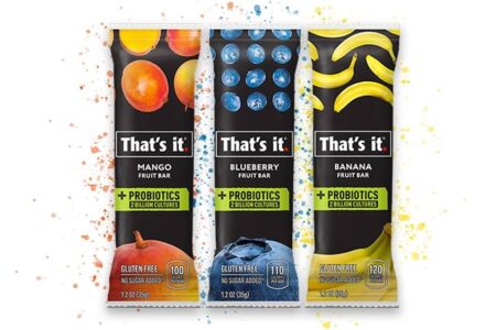 That's It Probiotics Fruit Bars are a revolutionary way to get your probiotics AND prebiotics in one healthy snack. Just 2 ingredients, all natural, dairy-free, top allergen-free, vegan, paleo, and Whole30 compliant! 2 billion probiotics in 3 flavors: mango, banana, and blueberry