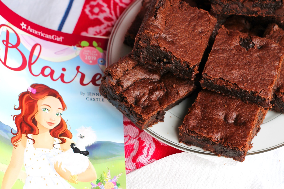 American Girl Dairy-Free Chocolate Chip Brownies Recipe - adapted from Blaire Cooks Up a Plan. The recipe happens to be egg-free, nut-free, soy-free, and vegan too!