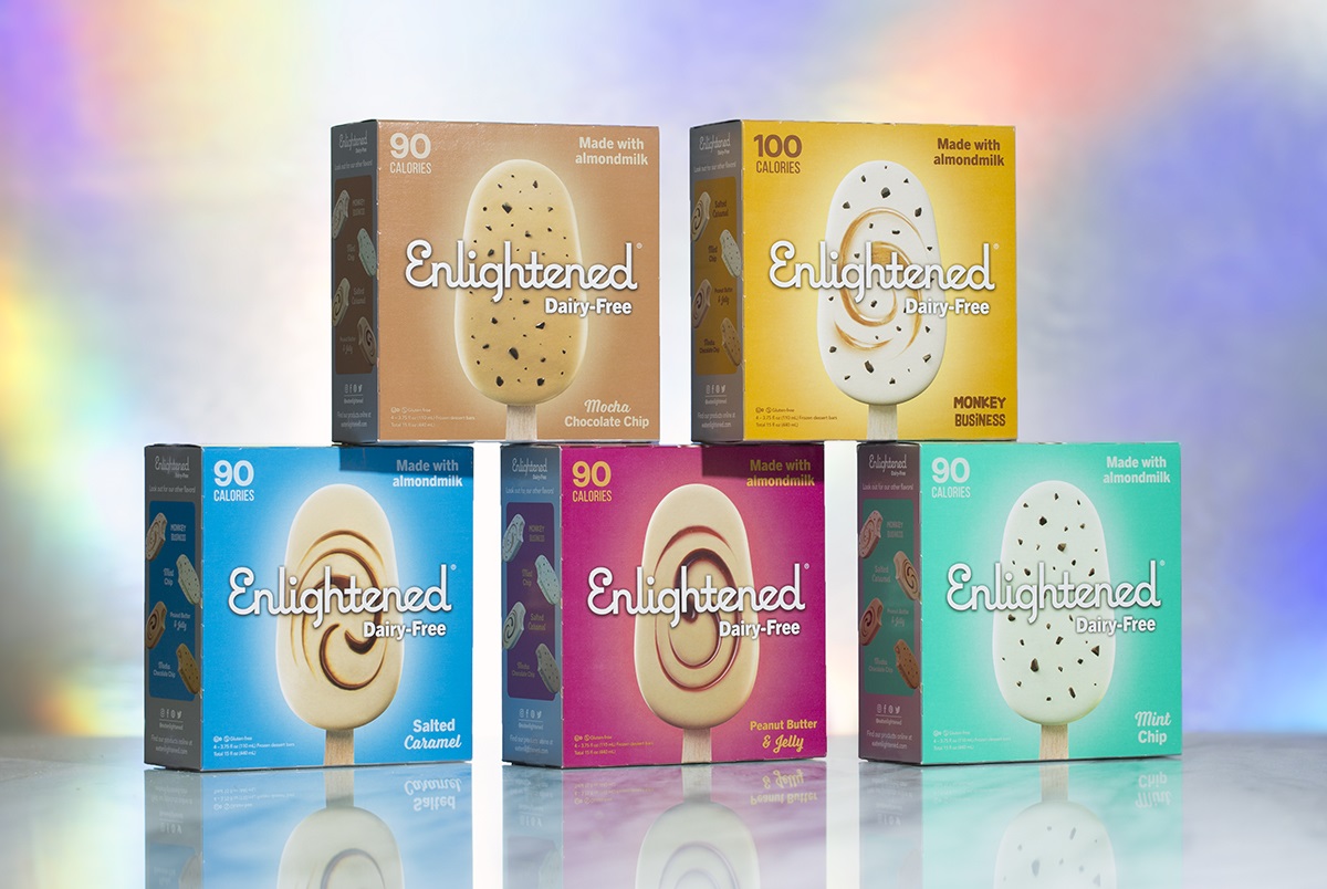 Enlightened Dairy-Free Ice Cream Bars Review and Information - ingredients, availability, nutrition facts, and more for these vegan, gluten-free, low calorie frozen dessert bars