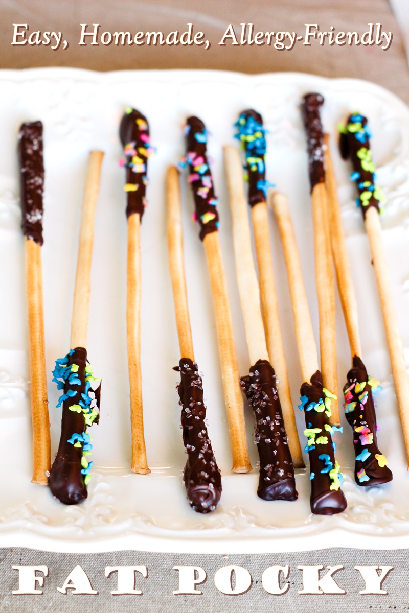 Homemade Fat Pocky Recipe Inspired by the Onion. Chef created to be allergy-friendly with gluten-free option (dairy-free, nut-free, vegan, etc)