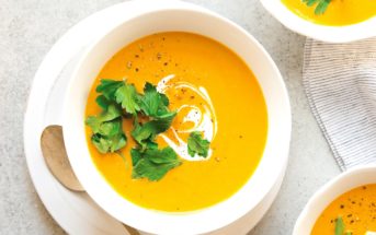 Dairy-Free Roasted Carrot Bisque - a creamy plant-based soup that's delicious and nourishing. Sample recipe from Eat Dairy Free: Your Essential Cookbook for Everyday Meals, Snacks, and Sweets