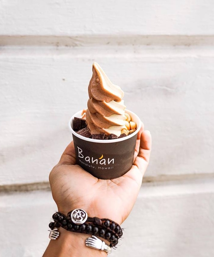 Banán a-peels to Healthy Dairy-Free Ice Cream Seekers in Honolulu - it's a local banana soft serve chain that offers dairy-free and vegan, cool and creamy treats