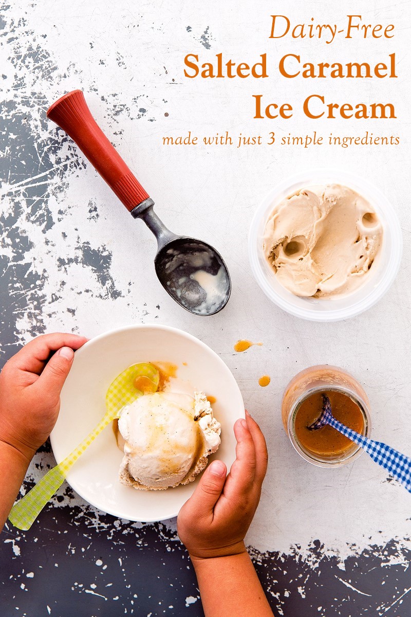 Vegan and Dairy-Free Salted Caramel Ice Cream made with just 3 simple ingredients! Straight from your pantry. A sample recipe from famed Fomu ice cream.