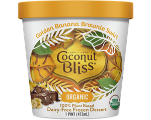 Coconut Bliss Ice Cream - Review and Information on this popular Non-Dairy Frozen Dessert. Clean ingredients, vegan, and more ... Pictured: Golden Banana Brownie Swirl