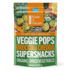 Made in Nature Veggie Pops Review and Information - healthy, dairy-free, veggie loaded, flavorful crunchy snacks. We have ingredients, nutrition, ratings, and more!