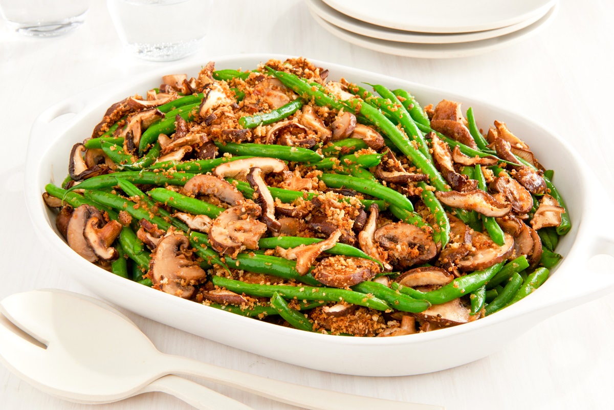Dairy-Free Buttery Roasted Mushroom and Green Bean Casserole Recipe (Plant-Based & Vegan!)