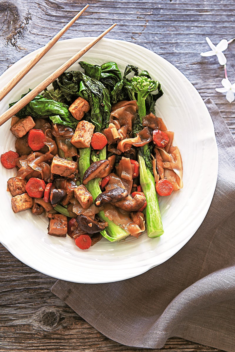 Vegan Pad See Eew Recipe with Tofu and Chinese Broccoli (also gluten-free!) from the Vegan Thai Kitchen cookbook