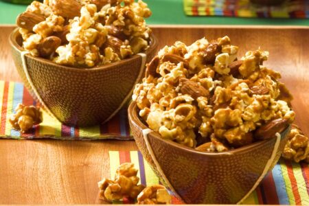 Dairy-Free Caramel Popcorn Clusters Recipe (it packs a Quarterback Crunch!) Gluten-free and Vegan with Soy-free and Nut-free options.