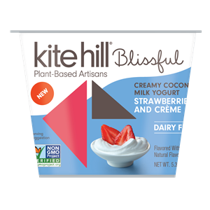 Kite Hill Blissful Creamy Coconut Milk Yogurt Reviews and Information - Dairy-Free, Soy-Free, Gluten-Free & Vegan. Pictured: Strawberries and Creme