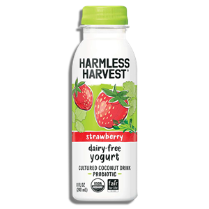 Harmless Harvest Dairy-Free Yogurt Drinks Reviews and Information - Vegan probiotic beverages in unsweetened and low sugar varieties.