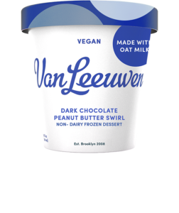 Van Leeuwen Oat Milk Ice Cream Reviews and Info - Vegan Artisan Pint Flavors. Pictured: Dark Chocolate Peanut Butter