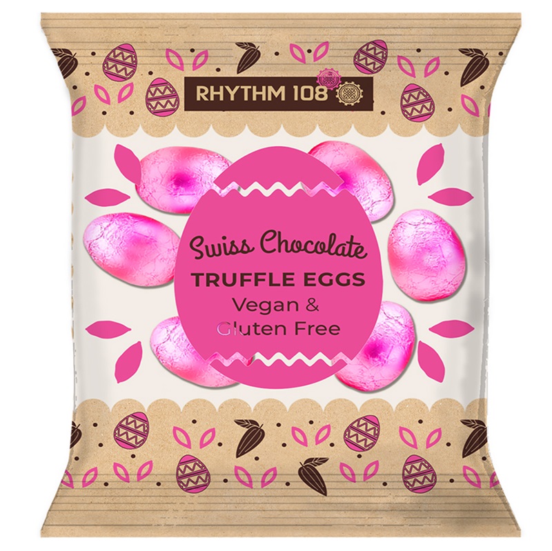 Dairy-Free and Vegan Alternatives to Cadbury Creme Eggs, including chocolate eggs with various cream fillings. US, Canada, UK, Europe, and Australian options! Pictured: Rhythm 108 Swiss Truffle Eggs