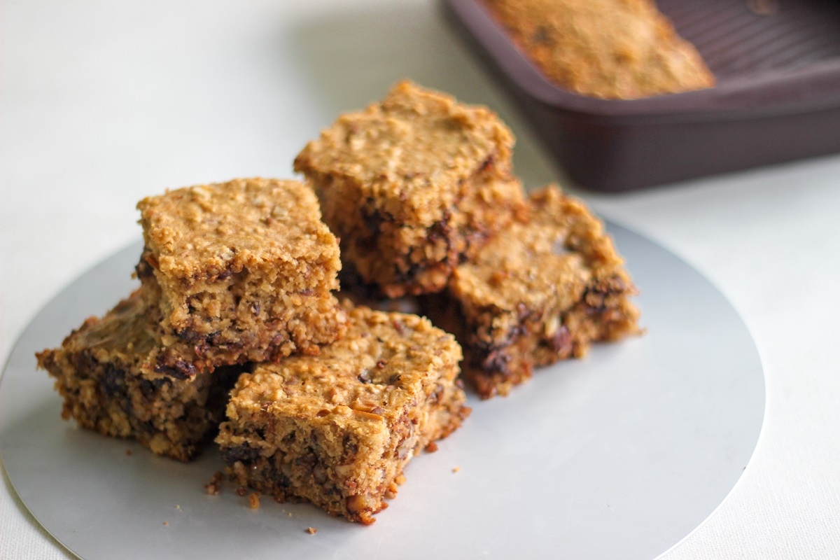 Dairy-Free Espresso Bars Recipe made Flourless with Wheat Germ and Walnuts (nut-free option)