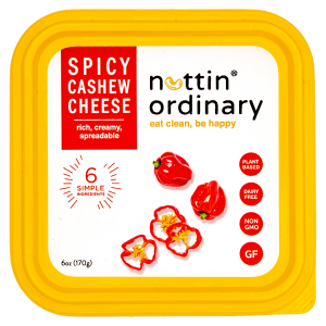 Nuttin Ordinary Cashew Cheese Reviews and Information - Dairy-Free, Gluten-Free, Oil-Free, All Natural (also paleo and keto friendly). Pictured: Spicy