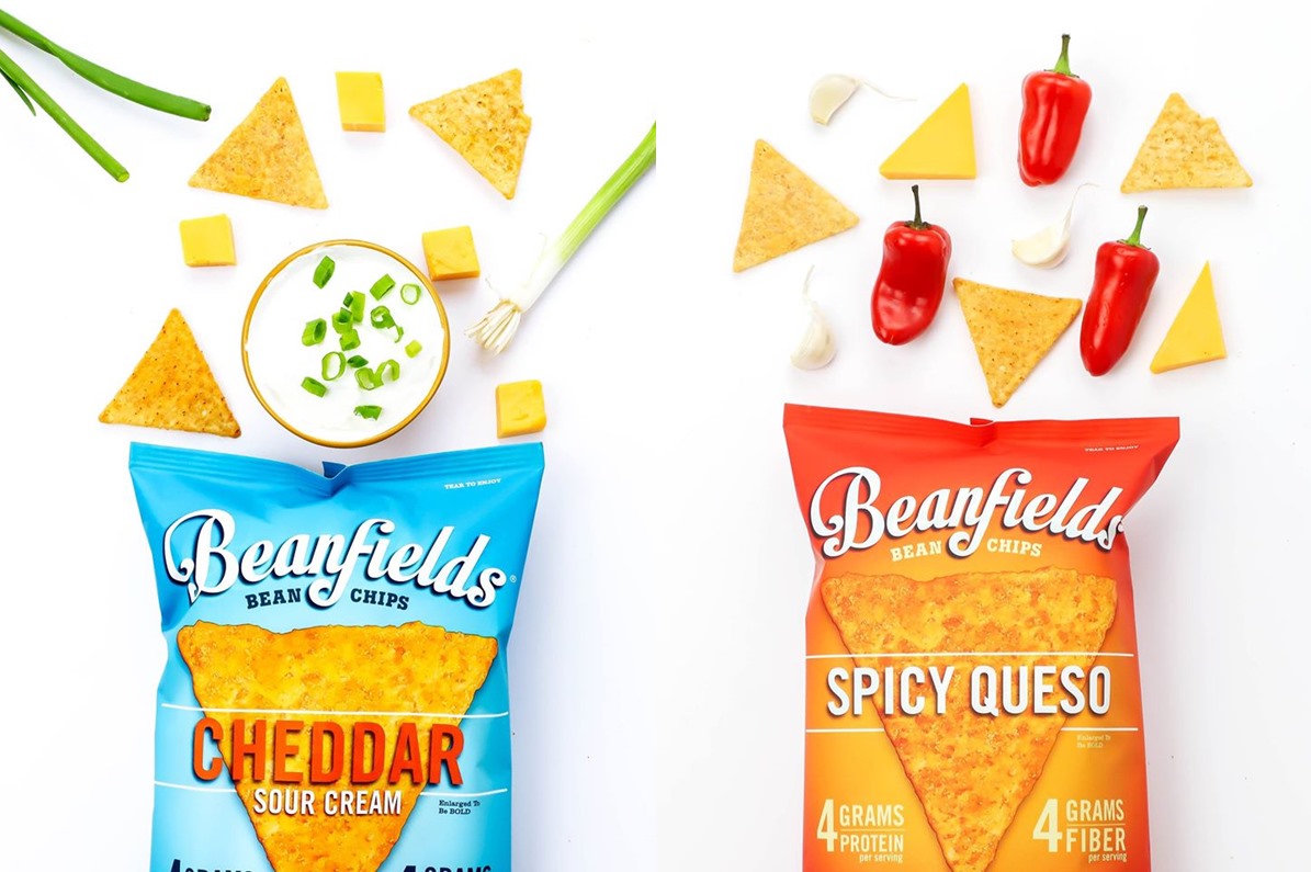 The Best Crunchy Cheesy Dairy-Free Snacks - from crackers to chips, puffs to popcorn, and more! Vegan, Gluten-Free, and Grain-Free Options. Pictured: Beanfields Bean Chips