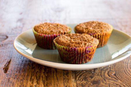 Vegan High Fiber Muffins Recipe - dairy-free, plant-based, whole grain, flaxseed, and a little boost of protein!