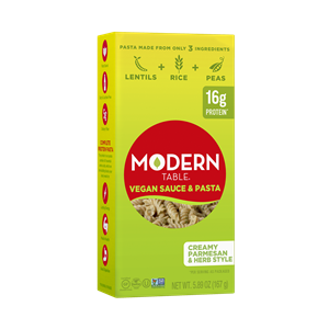 Modern Table Vegan Sauce & Pasta Meals in Alfredo and Creamy Parmesan Reviews & Info - dairy-free, gluten-free, high protein, low glycemic