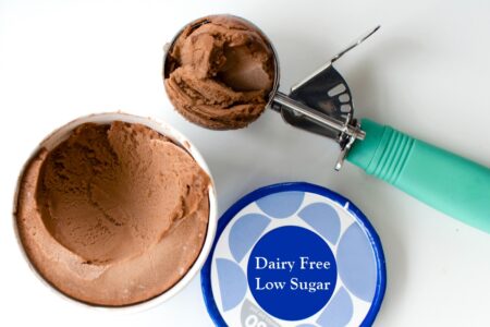 10 Low Sugar Dairy-free Ice Cream Brands and How they Rank - all plant-based, mostly vegan, mostly gluten-free, and some allergy-friendly. Includes sugar-free, fruit-sweetened, and generally low sugar, low calorie options.