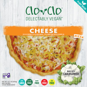 Clo Clo Frozen Pizzas Reviews and Info - Delectably Vegan, Plant-Based, Gluten-Free, and Top Allergen-Free! Available in several varieties. Pictured: Cheese