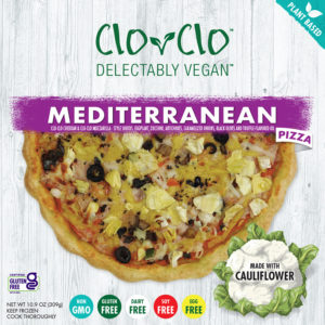 Clo Clo Frozen Pizzas Reviews and Info - Delectably Vegan, Plant-Based, Gluten-Free, and Top Allergen-Free! Available in several varieties. Pictured: Mediterranean