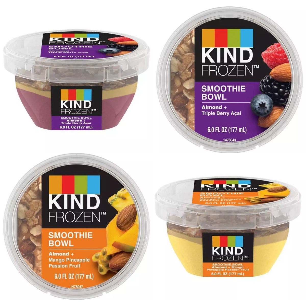 Kind Frozen Smoothie Bowls Reviews and Info - Layered dairy-free, vegan smoothies sold in the ice cream section (single serves). 