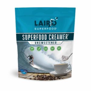 Laird Superfood Creamer Reviews and Info - Dairy-Free, Plant-Based, Paleo, Natural, Healthy Powdered Creamers in 8 Flavors plus Singles. PIctured: Unsweetened
