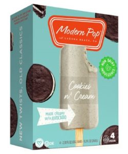 Modern Pop Dairy-Free Ice Cream Bars made with Avocado. Reviews and Information. Pictured: Cookies 'n Cream