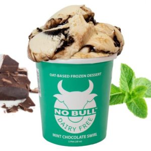 No Bull Ice Cream (Dairy-Free and Vegan) Reviews and Information - comes in 8 oat milk-based flavors. Pictured: Mint Chocolate