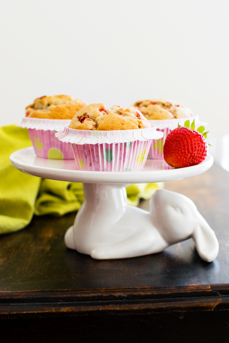 Bakery-Style Vegan Strawberry Vanilla Muffins Recipe - dairy-free, egg-free, soy-free, nut-free, with light, fluffy, moist and tender crumb.